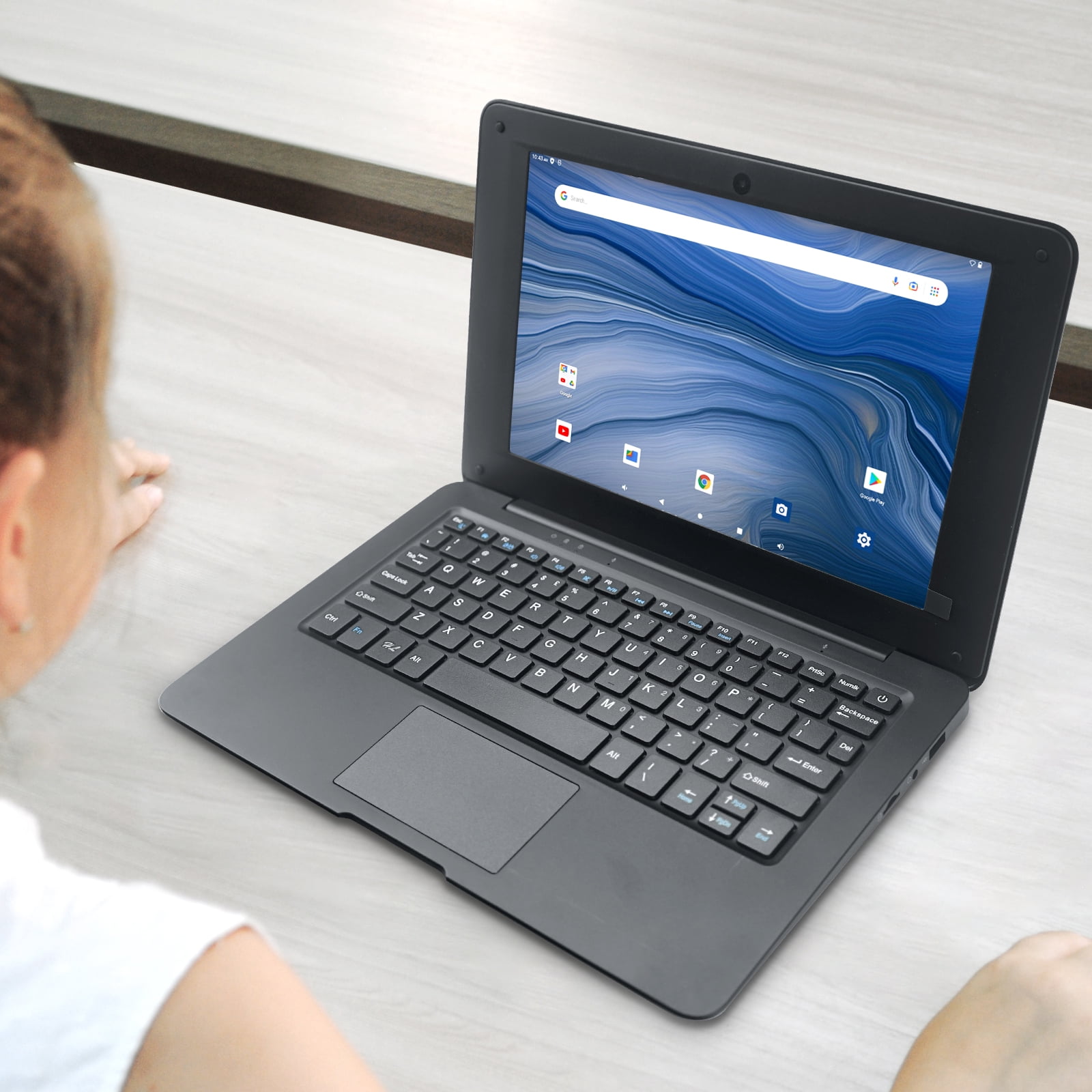 CHIBBS Kids Laptop Computer, 10" Inch Laptop Powered by Android 7.1.1 Operating System, 2gb Ram+ 64gb Rom, Bluetooth, Wi-Fi- Black