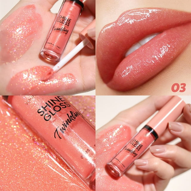 Fiudx Liquidación de ofertas flash Brillo de labios brillante con brillo de labios nacarado 8 colores para superponer brillo de labios 2,5 ml