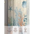 thumbnail image 6 of Teal Blue Coastal Sheer Curtains 63 Inch Length 2 Panels Set Window Treatments, Summer Beach Starfish Shell Coral Nautical Retro Rod Pocket Semi Curtains for Living Room/Bedroom/Kitchen, 104"W x 63"L, 6 of 7