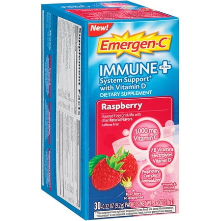 Glucosamine Drink Mix Immune + System Support with Vitamin D Fizzy Drink Mix, Raspberry 30 ea (Pack of 2) ()
