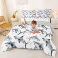 thumbnail image 3 of Feelyou Grey Ink Shark Wildlife Full Size Comforter Sets for Boys Girls, Simple Marine Animal Bedding Sets, Grey White, Grey Reversible, 3pcs, 3 of 6