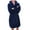 Dark Blue, variant on JANGSLNG Solid Color Belt Flannel Bath Robe Hooded Pockets Warm Men Nightgown Home Clothes