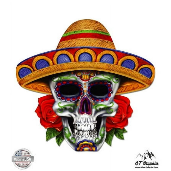 Day of the Dead - 3" Vinyl Sticker - For Car Laptop I-Pad Phone Helmet Hard Hat - Waterproof Decal