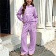 thumbnail image 7 of LvhaoGJOB Big Kids Boys Sweatshirt and Pants Outfit Set, Purple - fleece fabric, ready for print, 7 of 7