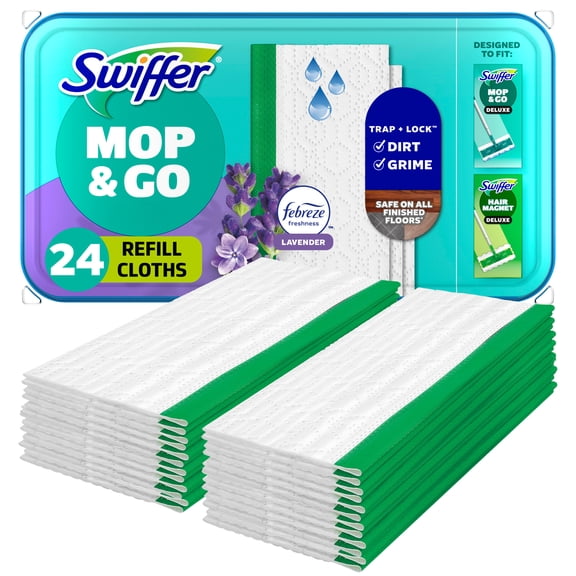 Swiffer Sweep Mop, Wet Pads Refill, Floor Cleaner, Cleaning Cloths, Lavender, 24 Count