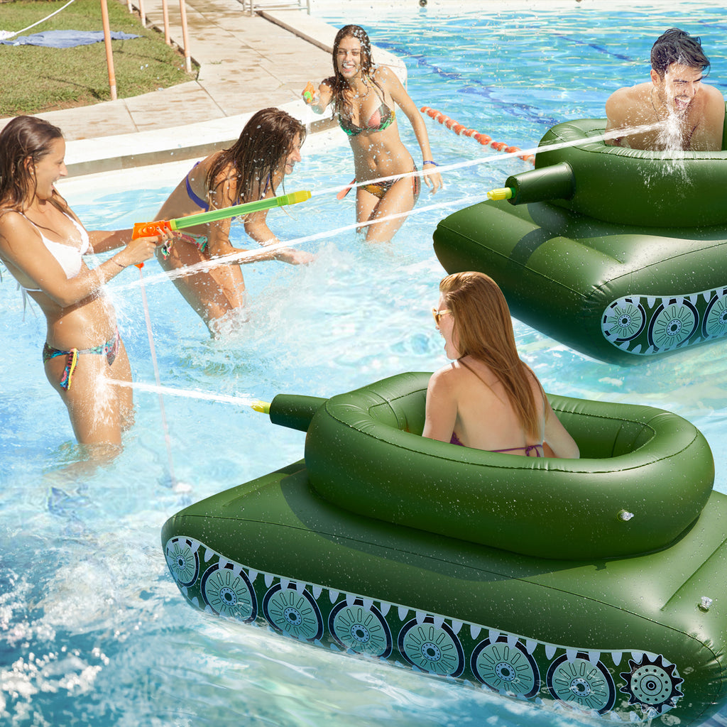 Giant Inflatable Tank Toys Ride On Pool Float for Kids & Adults (1 Pack), Blow Up Tank Pool Floating Inflatable Lounger with Functional Pump-Action Water Cannon for Ages 5+ - image 5 of 9