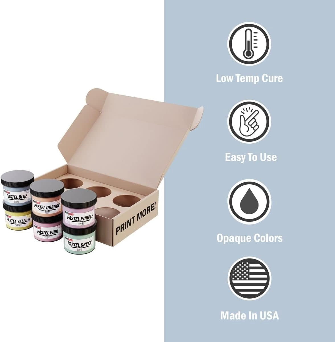 Rapid Cure Ink Kits Pastel for Screen Printing Low Temp Cure 6 – 8oz from Commercial Screen Printing to Kids Screen Printing This is The Perfect Screen Print kit.