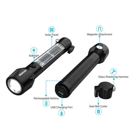 Renogy - E.Lumen 500 Rechargeable Multi-functional Flashlight, 3 Pcs - Black