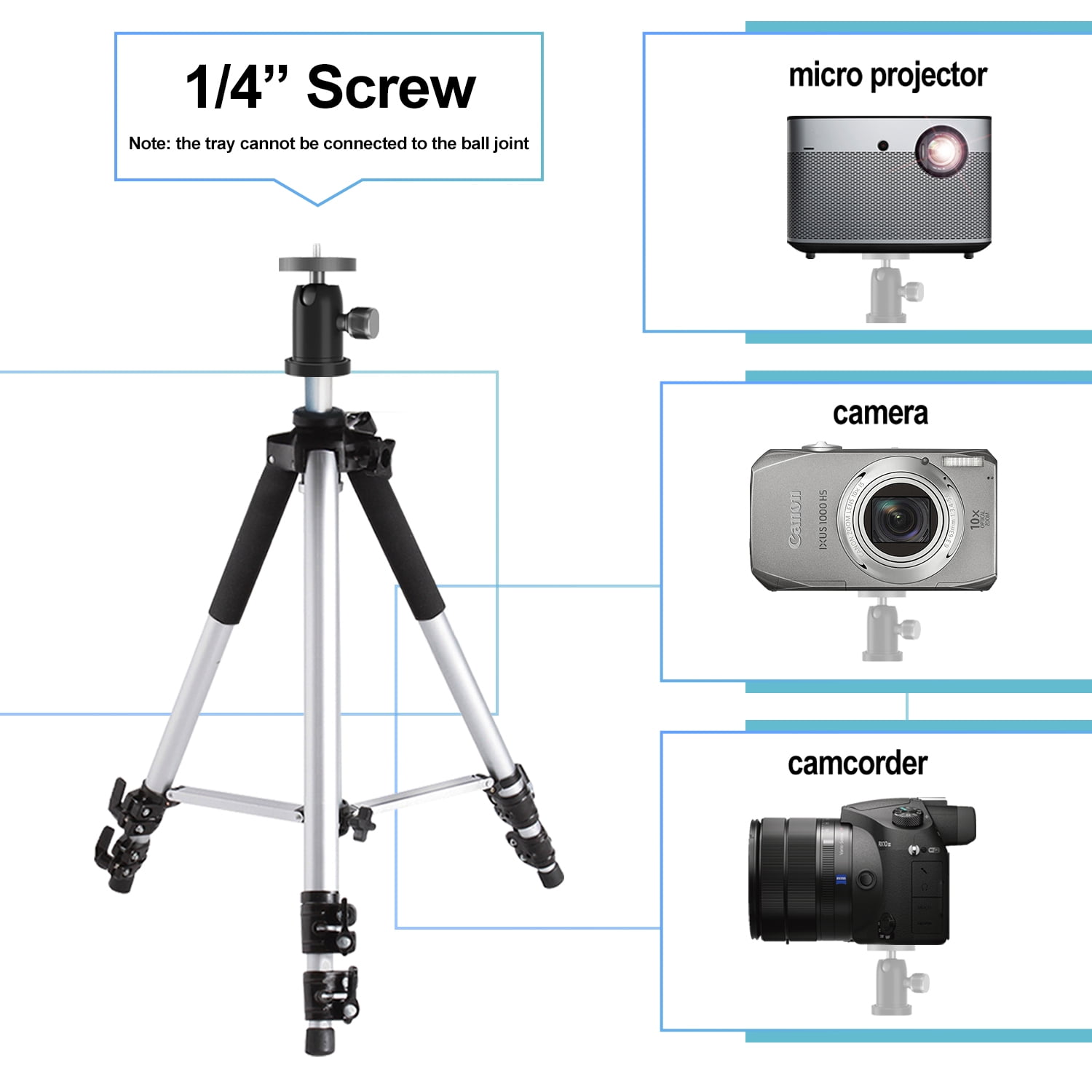 SKERELL Adjustable Height Projector Stand,Universal Projector Stand,Silver Laptop Tripod Stand