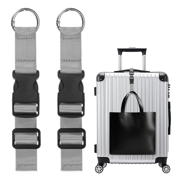 2-Pack Add A Bag Luggage Strap, Adjustable Suitcase Belt, Luggage Connector [Dark Gray]