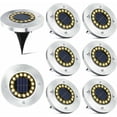 thumbnail image 1 of Luces solares para suelo, diseño mejorado, luces solares para exteriores para patio, pasarela, iluminación de paisaje resistente a la intemperie (blanco cálido, paquete de 8), 1 of 5