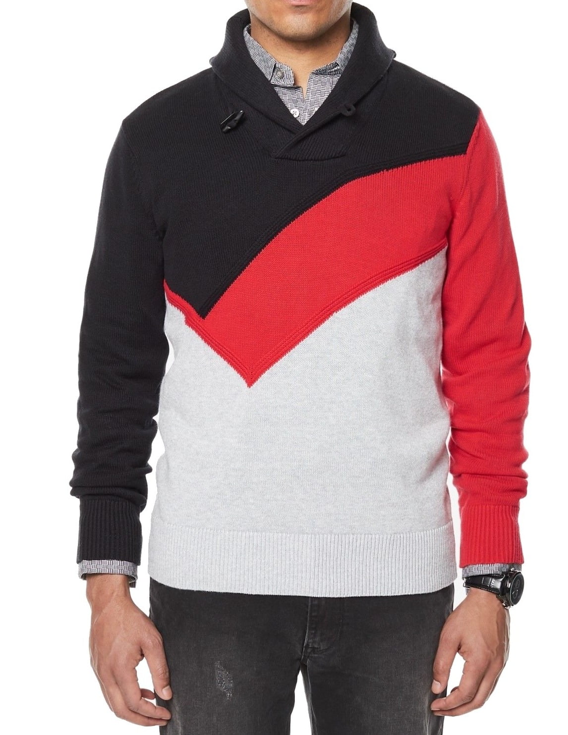 Sean John Sweaters - Sean John Mens Shawl Collar Colorblock Sweater ...