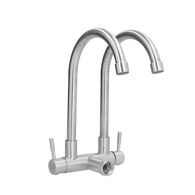 Karlge G1/4 Robinet à Double Buse Simple Froid Rotation 360 Degrés Robinet de Lavabo en Acier Inoxydable 304 pour Cuisine Salle de Bain, Robinet, Robinet d'Évier