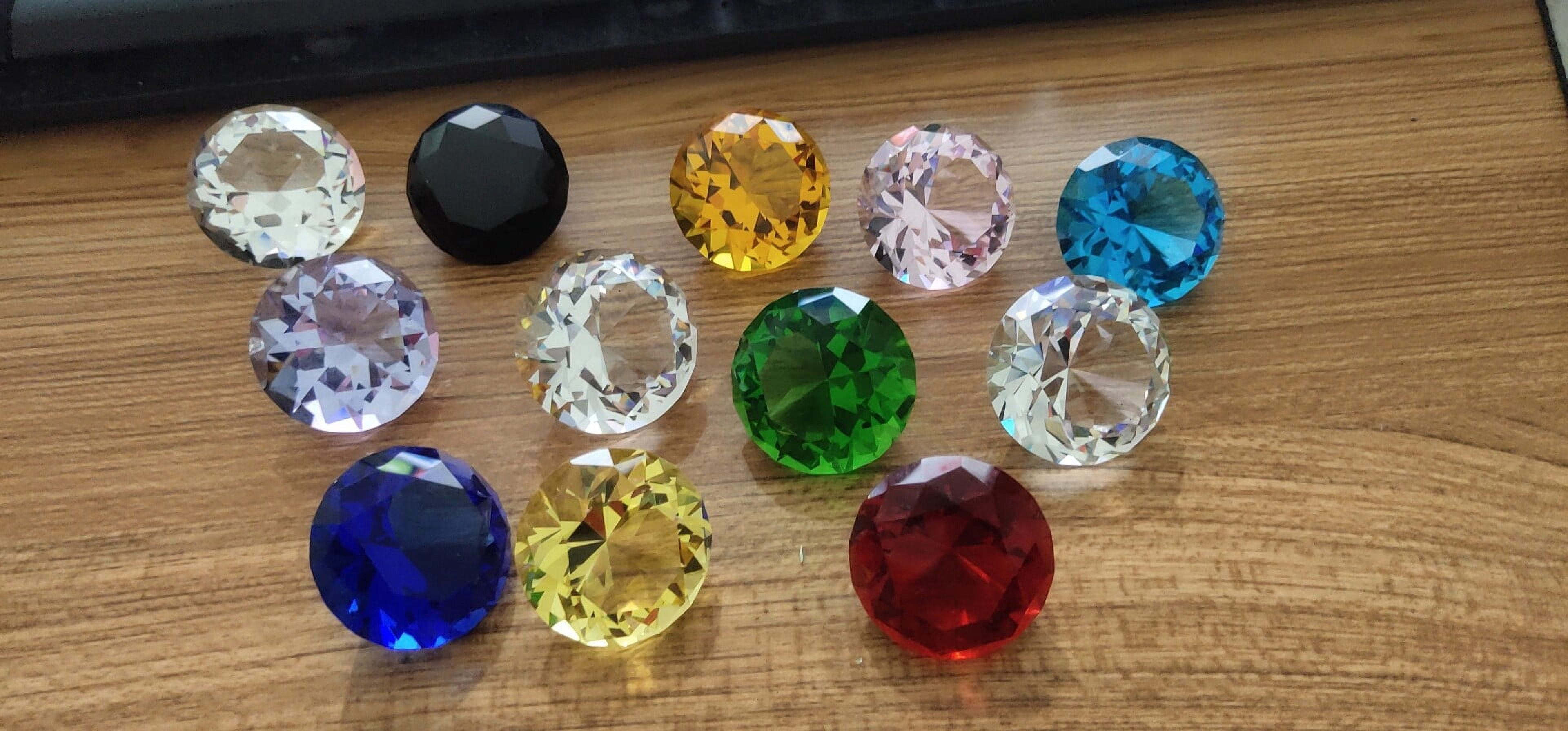 12 beautiful different colored Diamond Shaped Crystal Clear Gems Suits as decoration materiel,Kids treasure