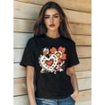 thumbnail image 1 of Women'sReturn Style Love Leopard Plaid Flower Print T-Shirt Fashion Short Sleeve Round-Neck Slm Fit Tops Summer Casual Streetwear, 1 of 6