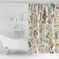 thumbnail image 2 of Wildflowers Shower Curtain, 48" x 72", Vintage Floral Linen Texture Waterproof Bathroom Curtain Washable Shower Curtain Set with 12 Hooks, 2 of 6