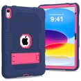 thumbnail image 2 of ELEHOLD Rugged Hybrid Case for iPad 10th Gen 10.9" (2022) Three-Layer Full Protection Hidden Kickstand Pencil Holder Shockproof Durable Case for iPad 10th Gen,Navy+Rose, 2 of 8