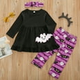 thumbnail image 3 of Inevnen Toddler Baby Girls Halloween Outfits Ruffle Bat T-Shirt Tops Leggings Pants Headband Set, 3 of 8