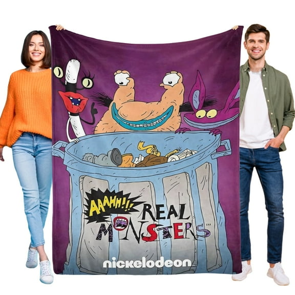 Flannel Blanket Aaahh!!! Real Monsters Fun and Cozy Throw Blanket Perfect for Bedroom Playroom or Travel Ideal Gift for Boys and Girls 30"x40"