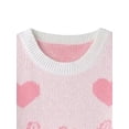 thumbnail image 4 of hirigin Women Sweater, Long Sleeve Round Neck Heart Knitting Loose Casual Party Street Pullover Tops, Pink, 4 of 9