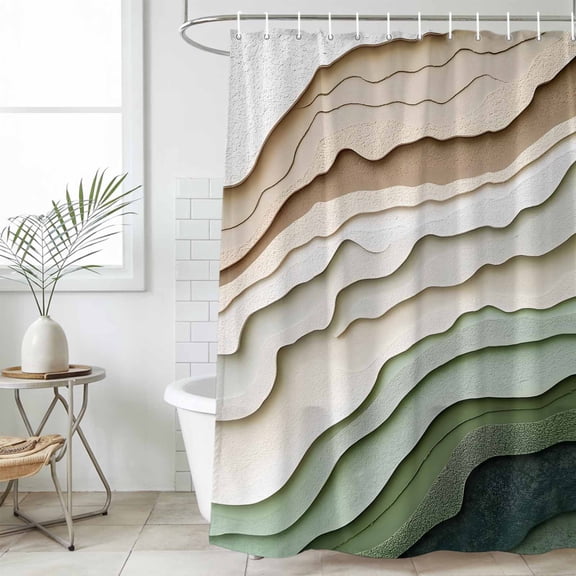 Sage Green Ombre Waterproof Fabric Shower Curtain,Modern Abstract Geometric Art Waterproof Fabric Shower Curtain for Bathroom Curtains Bathtubs Hotel Shower Curtains with 12 Hooks Extra Long 72x96