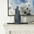 thumbnail image 2 of CosmoLiving by Cosmopolitan 6" Layered U-Shaped Abstract White Wooden Bookends with Black Stands (Set of 2), 2 of 11