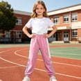 thumbnail image 2 of Girls Boys Pull On Cotton Pants Elastic Waist Straight Leg Casual Pink,Size 14 T, 2 of 9