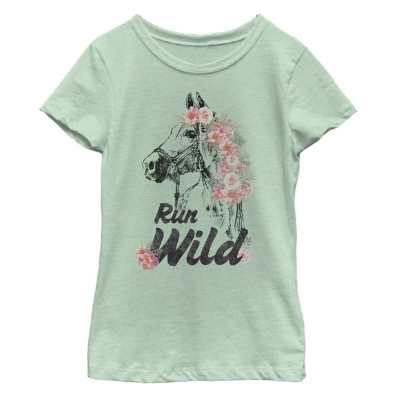 Girl's Lost Gods Run Wild Horse Wreath Graphic T-Shirt