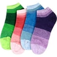 thumbnail image 2 of BambooMN 4 Pairs Women's Chenille Fuzzy Color Block Ankle Home Socks, Assortment A, Sizes 10-13, 2 of 7