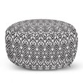 thumbnail image 1 of Black and White Pouf Cover with Zipper, Monochrome Ikat Pattern Bohemian Chevron Modern Scribble Print, Soft Decorative Fabric Unstuffed Case, 30" W X 17.3" L, White and Charcoal Grey, by Ambesonne, 1 of 5