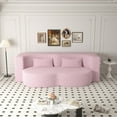 thumbnail image 2 of 2 in 1 Upgraded Loveseat Sofa, 78" Convertible Sleeper Sofa Bed Full Size with 2 Pillows, Folding Teddy Floor Sofa Guest Bed for Living Room Apartment, No Assembly Required, Pink, 2 of 8