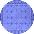 thumbnail image 1 of Ahgly Company Machine Washable Indoor Round Oriental Blue Industrial Area Rugs, 7' Round, 1 of 4