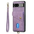 thumbnail image 5 of Nalacover for Google Pixel 8, Slim Case Wallet with Credit Card Holder, Back Flip Premium Leather Magnetic Clasp Kickstand Wirst Hand Strap Shockproof Cover for Google Pixel 8, Purple, 5 of 7