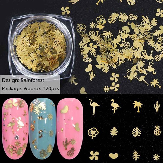 Adornos para uñas estilo tropical con diseño de flamencos y notas musicales, decoración versátil para uñas naturales o artificiales, incluye 120 piezas.