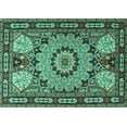 thumbnail image 1 of Ahgly Company Machine Washable Indoor Rectangle Persian Turquoise Blue Traditional Area Rugs, 2' x 5', 1 of 4