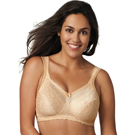 

Playtex 18 Hour 4088 Breathable Comfort Lace Wirefree Bra Honey 48DD Women s