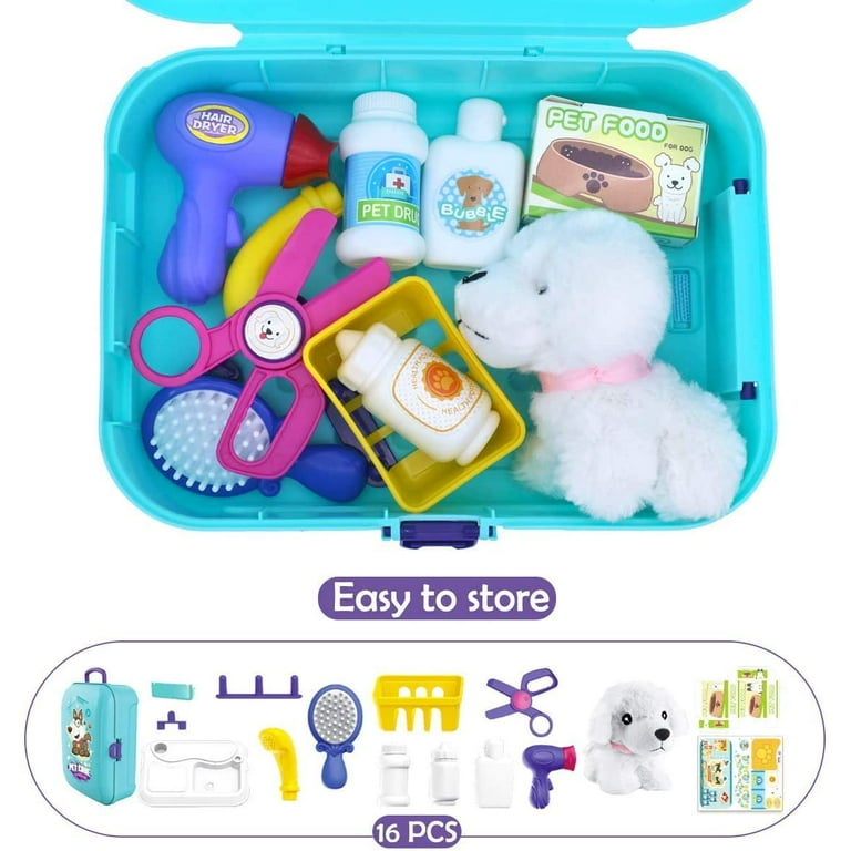 Dog Grooming Toys with Backpack Case, Medical Pretend Cat Toys for  Tollders, Pet Care Doctor Pretend Playset for 3 4 5 6 7 Years Old Toddlers  Kids (16 Pcs, Not Real) 