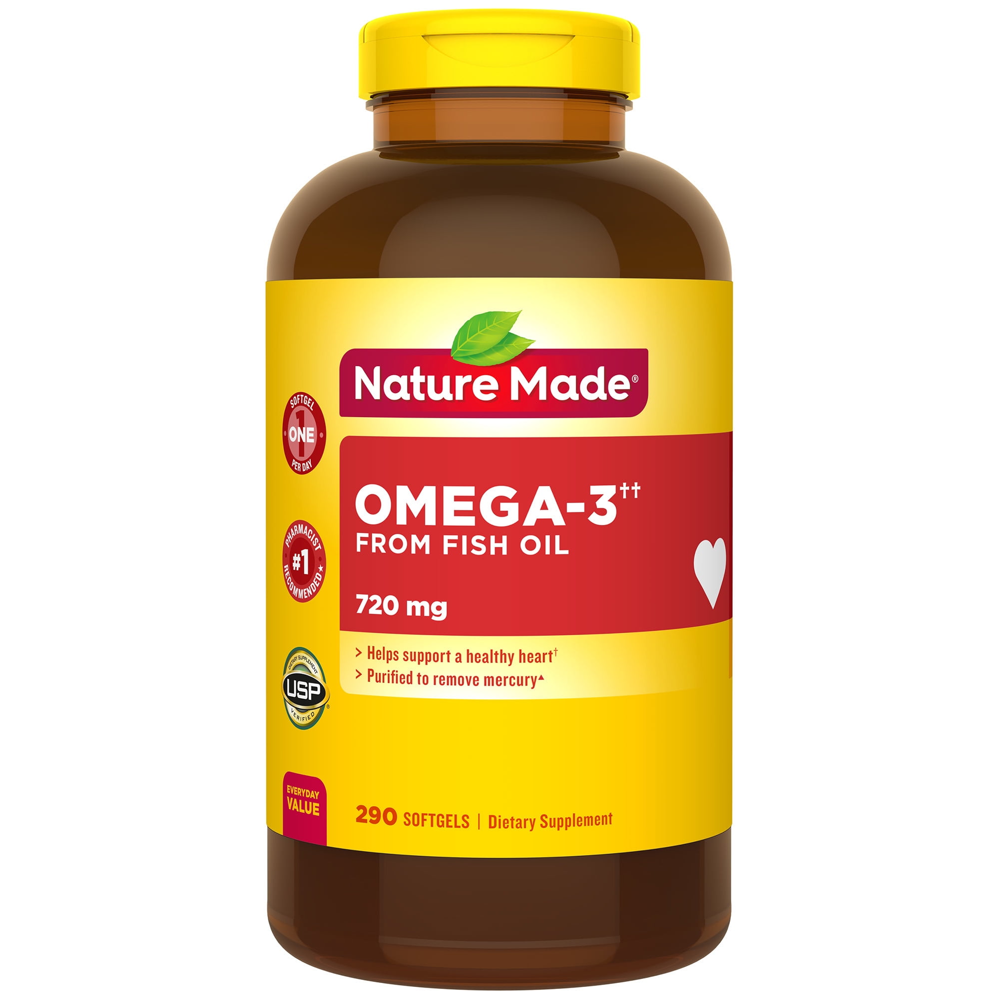 Nature Made Omega3 from Fish Oil 720 mg, 290 ct Softgels, For Heart