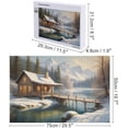 thumbnail image 2 of Winter Scene Puzzle 1000 Piece Jigsaw Puzzle Illustration of Lake House,30.7"x20.8" Large Puzzle Decoration for Family Party Holiday,Multi-Color Snow Landscape, 2 of 6