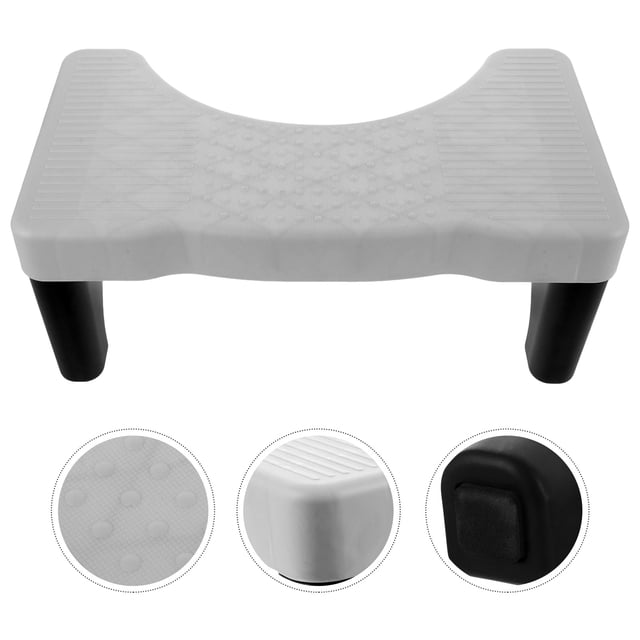 HEALEEP 1Pack Toilet Squat Stool with Durable Plastic Construction and Anti-slip Base in Gray