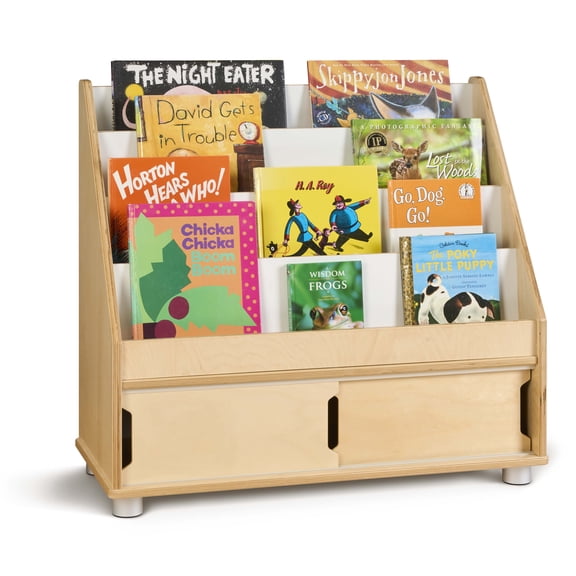 4 Shelf Wooden Classroom Bookshelf Display Stand