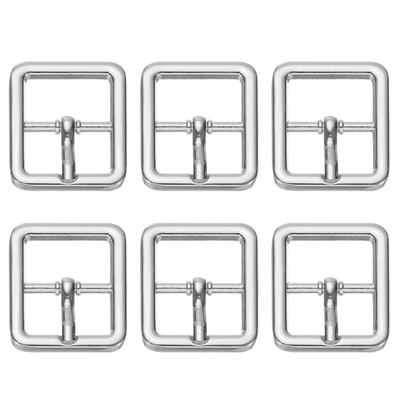 Uxcell Single Prong Buckle, 6 Pcs 0.8 Inch Adjustable Metal Roller Buckle Square Center Bar Buckle Belt Buckle for Bag DIY Craft Purse Strap Shoe Belt Making Accessories, Silver Tone