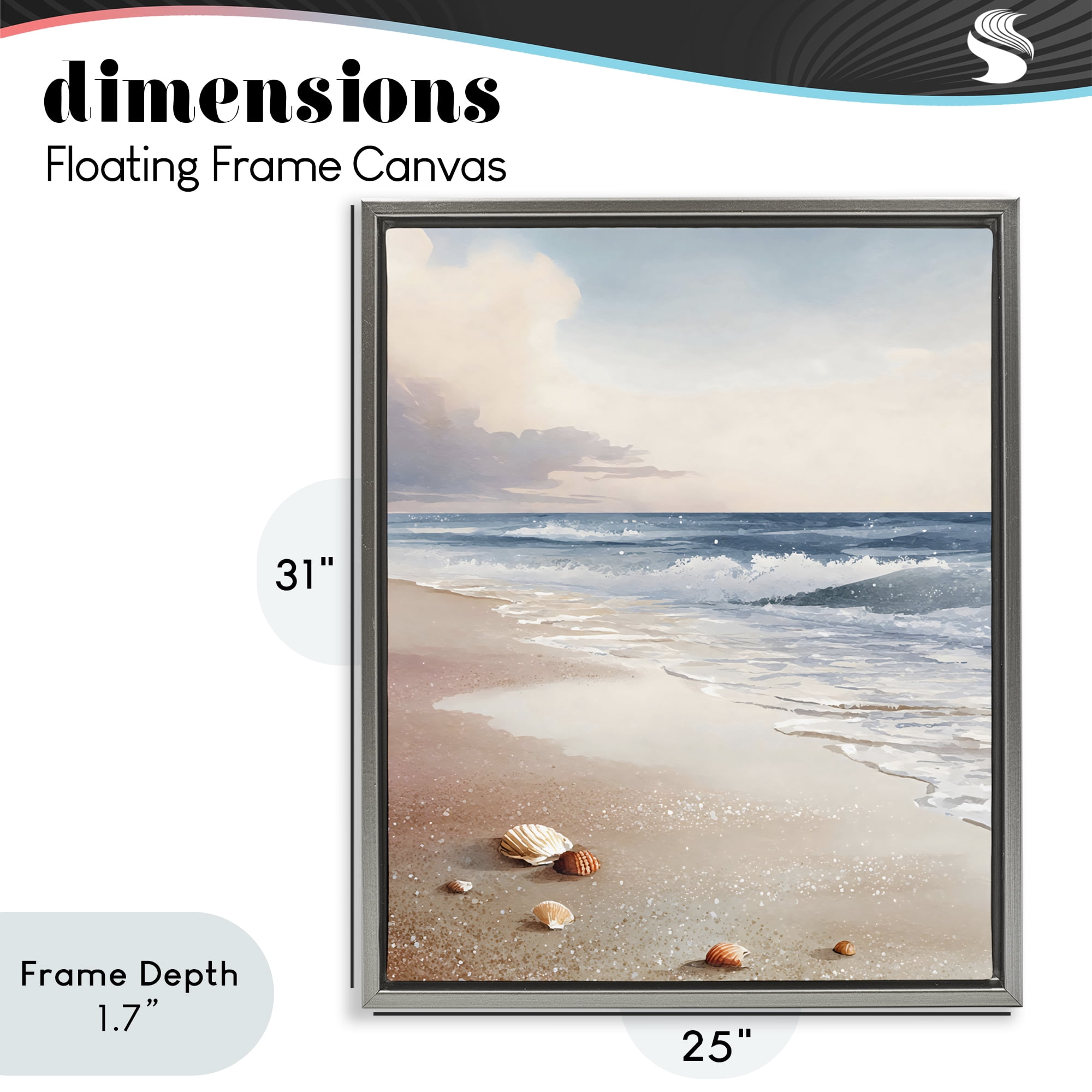 Stupell Industries Washed Up Seashells Gray Framed Floater Canvas Wall Art, design by Franklyn Gregory
