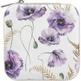 thumbnail image 2 of GZHJMY Travel Jewelry Box Violet Flowers PU Leather Jewelry case Small Portable Jewelry Organizer Box(White) for Necklace Bracelet Earrings Rings, 2 of 7