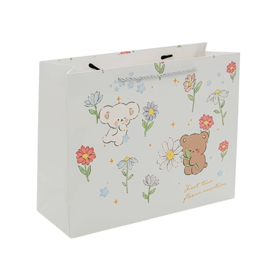 RAGUPEL 2Pcs Small Gift Bags Reinforced Paper Bag Design Wrapping Paper Bag Appealing Cartoon Design Paper Bags with Handles Green