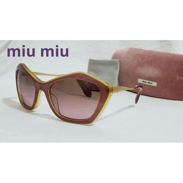Miu Miu Miu Sunglasses Logo Cat Eye Mix Metal Combination Brown *Djc2057