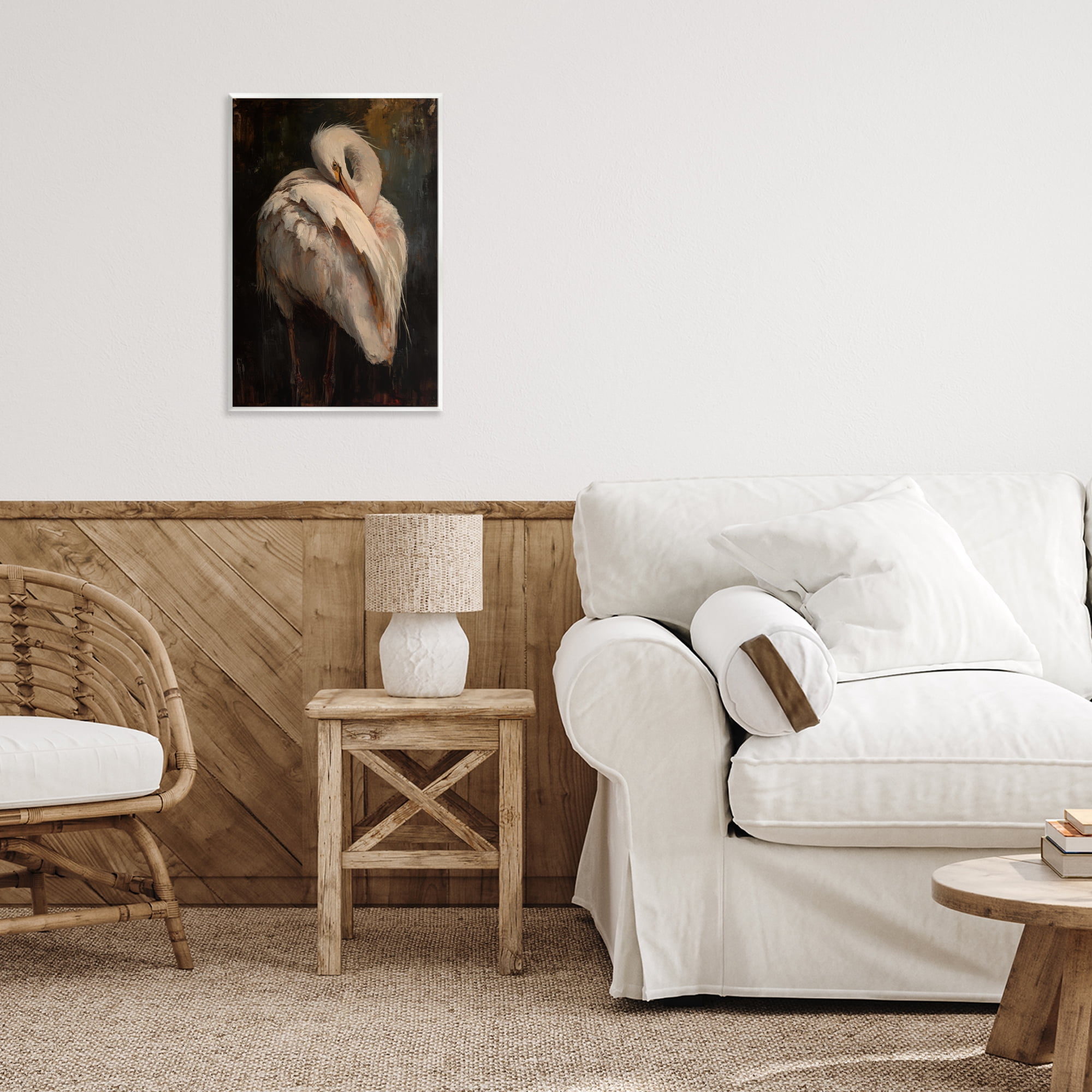 Stupell Industries Sleeping Egret in Golden Light Wall Plaque Art, design by Petal Prints Design