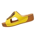 thumbnail image 1 of IEMIEMIEM Women's Comfortable Wedge Sandals Slip-On Platform Flat 2026 Orthopedic Shoes with Arch Support for Outdoor Walking Yellow 10 Wide, 1 of 3