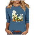 thumbnail image 2 of QIPOPIQ Womens Tops Chemises à Manches 3/4 Col Rond Blouses Décontractées Amples Liquidation, 2 of 5