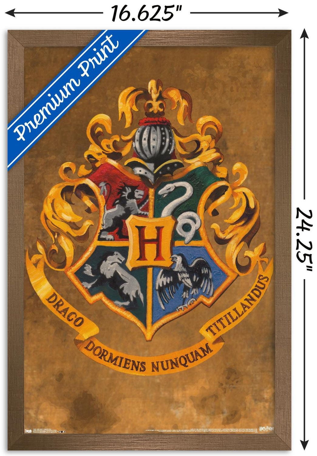The Wizarding World: Harry Potter - Hogwarts Crest Wall Poster, 22.375" x 34" Framed